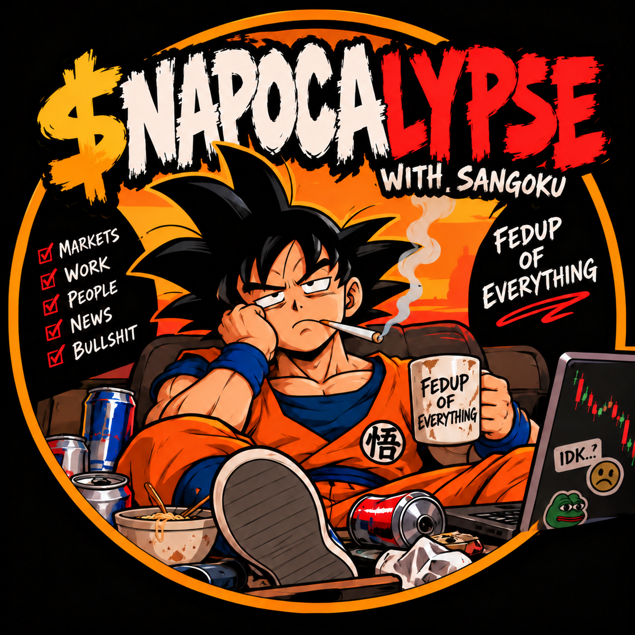 NAPOCALYPSE tired anime-style warrior mascot